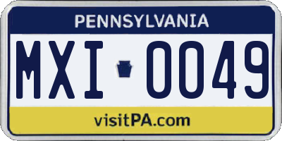 PA license plate MXI0049