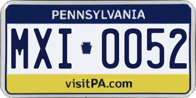 PA license plate MXI0052