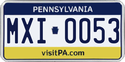 PA license plate MXI0053