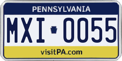 PA license plate MXI0055