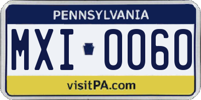 PA license plate MXI0060