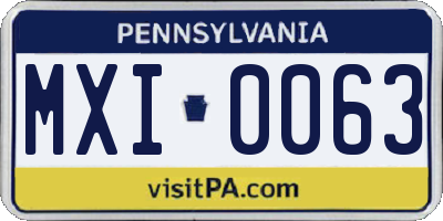 PA license plate MXI0063