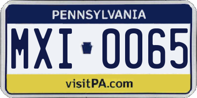PA license plate MXI0065