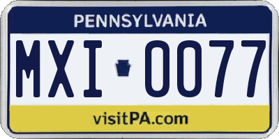 PA license plate MXI0077