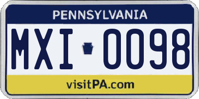 PA license plate MXI0098