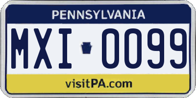 PA license plate MXI0099