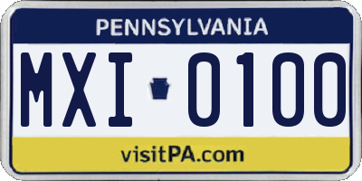 PA license plate MXI0100
