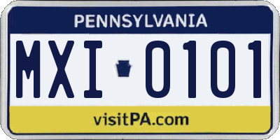 PA license plate MXI0101