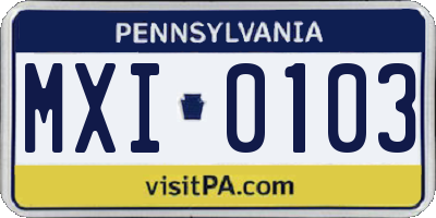PA license plate MXI0103