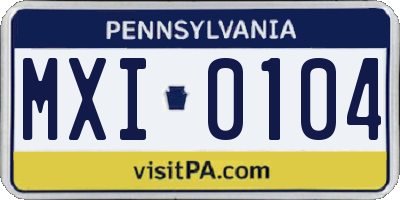 PA license plate MXI0104