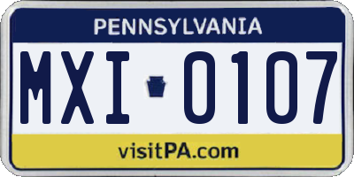 PA license plate MXI0107