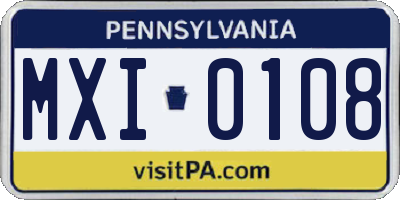 PA license plate MXI0108