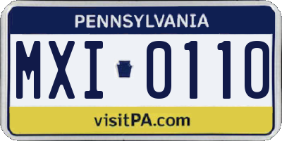 PA license plate MXI0110