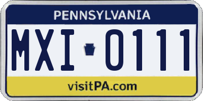 PA license plate MXI0111