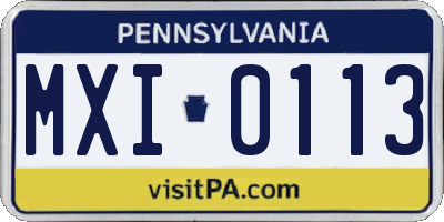 PA license plate MXI0113