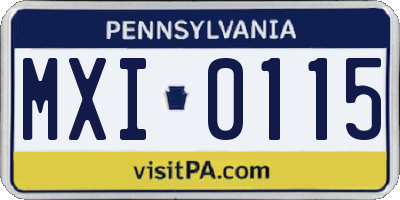 PA license plate MXI0115