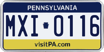 PA license plate MXI0116