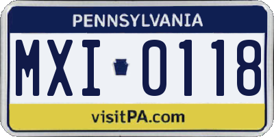 PA license plate MXI0118