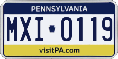 PA license plate MXI0119