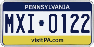 PA license plate MXI0122