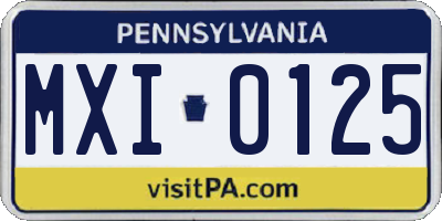 PA license plate MXI0125