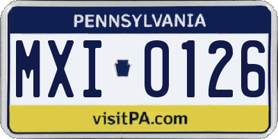 PA license plate MXI0126