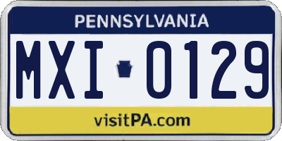 PA license plate MXI0129