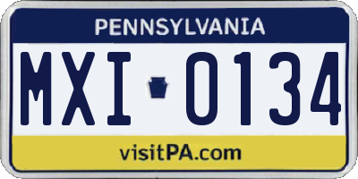 PA license plate MXI0134