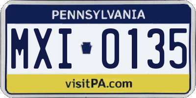 PA license plate MXI0135
