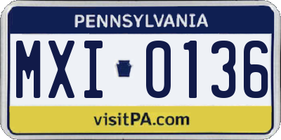 PA license plate MXI0136