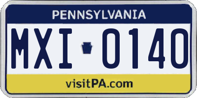 PA license plate MXI0140