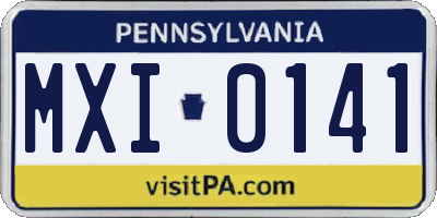 PA license plate MXI0141