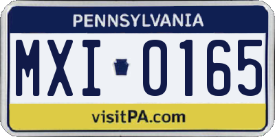 PA license plate MXI0165