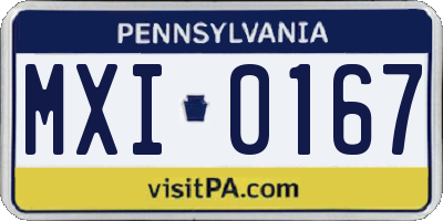 PA license plate MXI0167