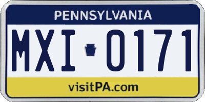 PA license plate MXI0171
