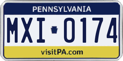 PA license plate MXI0174