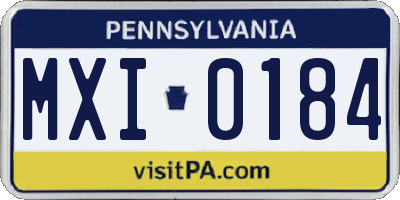 PA license plate MXI0184