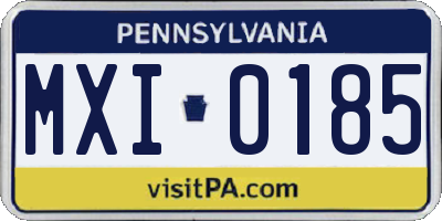 PA license plate MXI0185