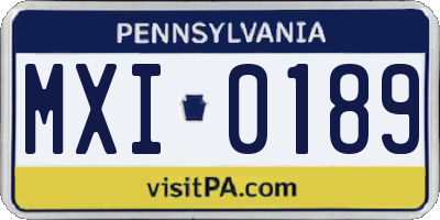 PA license plate MXI0189