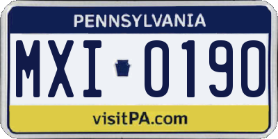 PA license plate MXI0190