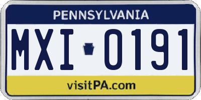 PA license plate MXI0191