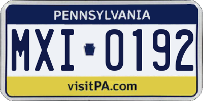 PA license plate MXI0192