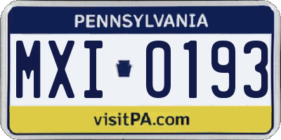 PA license plate MXI0193