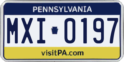 PA license plate MXI0197