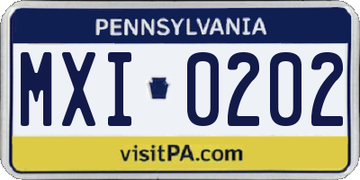 PA license plate MXI0202