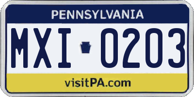 PA license plate MXI0203
