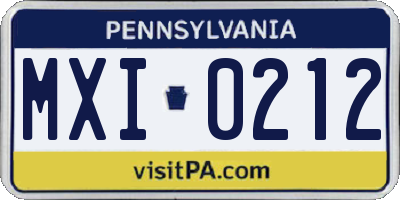PA license plate MXI0212