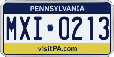 PA license plate MXI0213