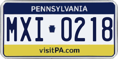 PA license plate MXI0218