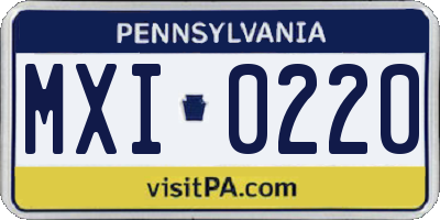 PA license plate MXI0220